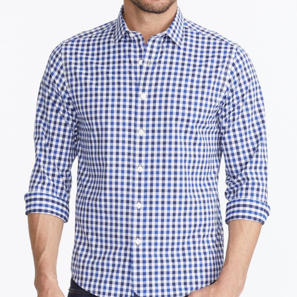 NEW UNTUCKit Long Sleeve Performance Blue & White